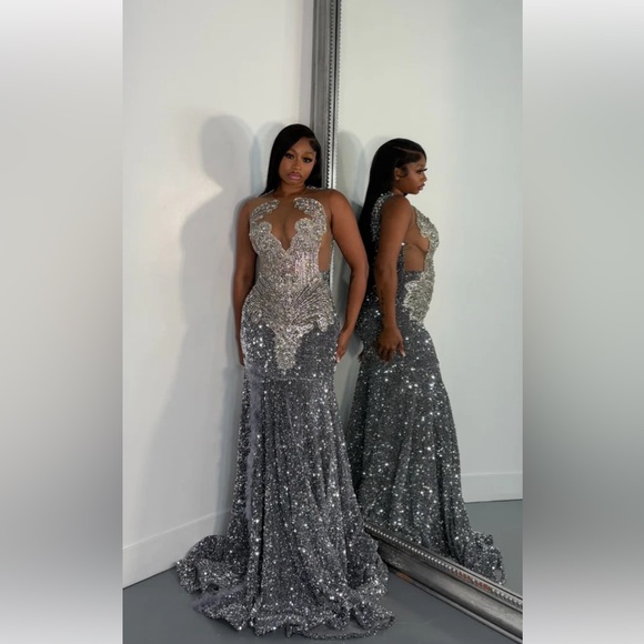 Alglist “Humiya” Elegant Pink Sequin Prom Dress - Picture 1 of 7